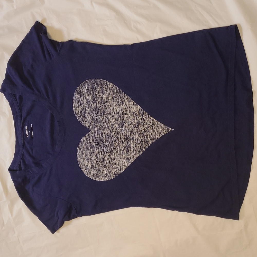 Express Heart on Blue Graphic T-Shirt, Size Small - Thin, Lightweight, & Comfy!